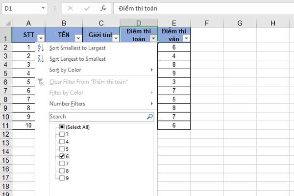Hướng dẫn cách lọc dữ liệu trong Excel mới nhất 2022 - Ảnh 8