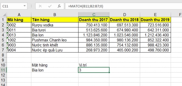 Hàm match là gì và cách sử dụng hàm match trong Excel - Ảnh 1