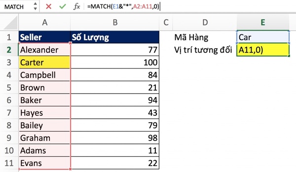 Hàm match là gì và cách sử dụng hàm match trong Excel - Ảnh 3