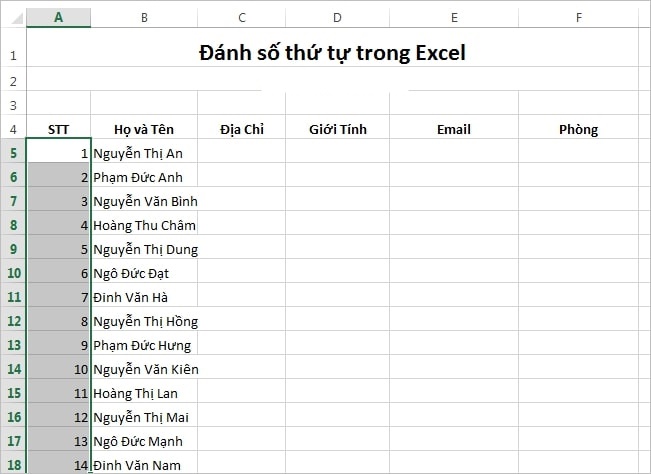 5 Cách đánh số thứ tự trong excel nhanh gọn, đơn giản - Ảnh 3