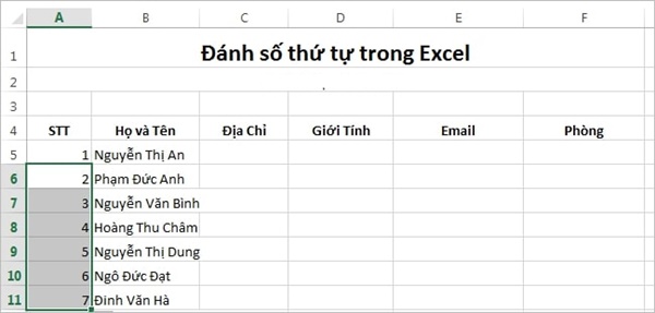 5 Cách đánh số thứ tự trong excel nhanh gọn, đơn giản - Ảnh 7