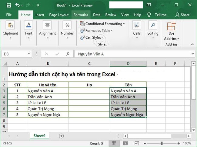 3 cách nhanh chóng và dễ dàng để tách tên trong Excel - Ảnh 6