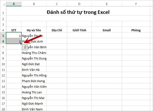 [HƯỚNG DẪN] Cách đánh số thứ tự trong excel nhanh – gọn - Ảnh 6