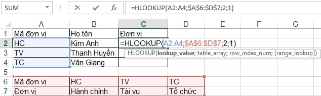 Cách sử dụng hàm Hlookup trong excel và cú pháp cụ thể - Hình 2