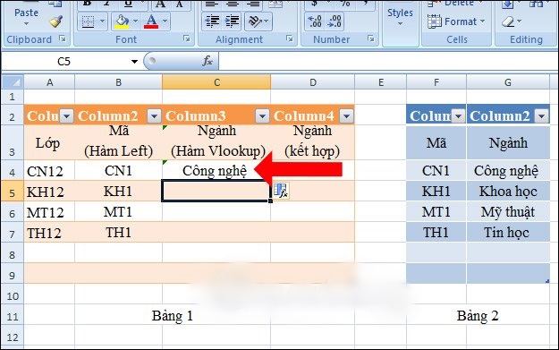 Cách kết hợp hàm Vlookup với hàm Left 6