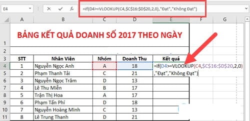 Cách kết hợp hàm Vlookup với hàm IF 1