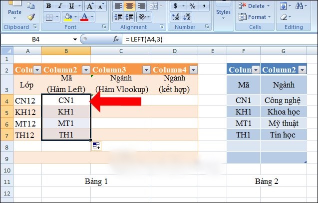 Cách kết hợp hàm Vlookup với hàm Left 4