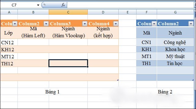 Cách kết hợp hàm Vlookup với hàm Left 1