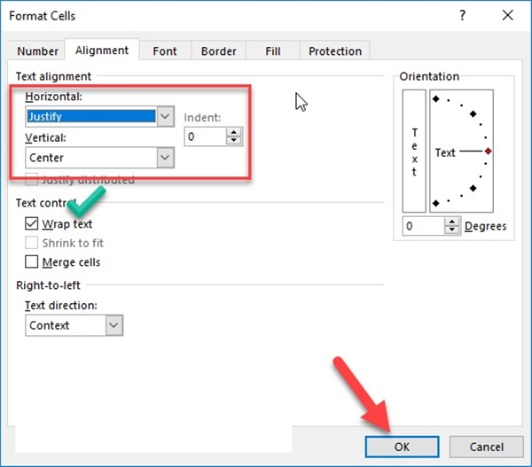 Xuống dòng kết hợp điều chỉnh tại Format Cell 2