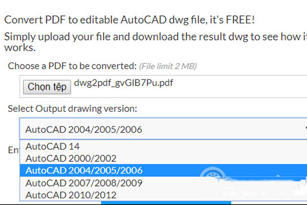 Chuyển PDF sang CAD 
