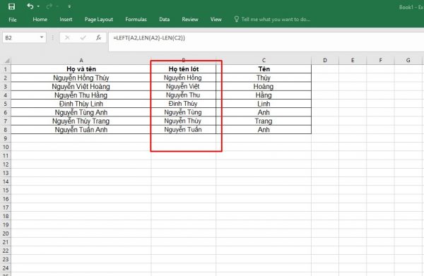 cách tách tên trong excel bằng Find and Replace 2