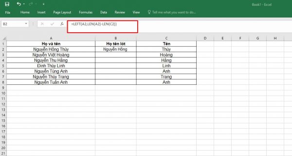 cách tách tên trong excel bằng Find and Replace 4