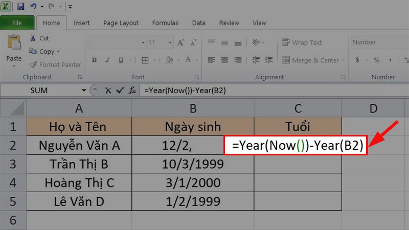Cách tính tuổi trong Excel đơn giản nhất - Ảnh 2