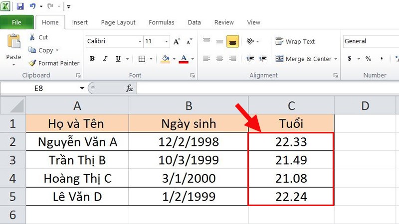 Cách tính tuổi trong Excel đơn giản nhất - Ảnh 8