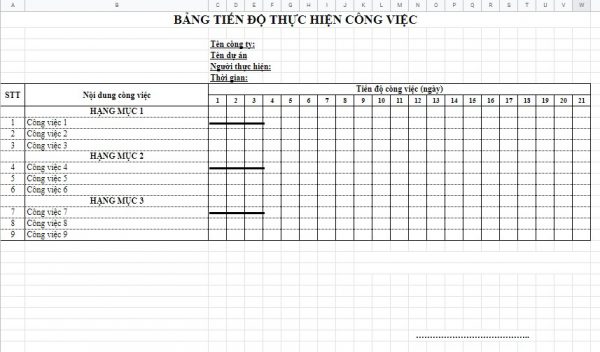 mẫu bảng kế hoạch công việc 3