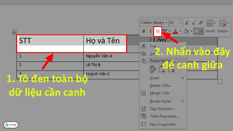 Mẹo căn chữ giữa ô trong word chỉ trong vài giây ! - Ảnh 1