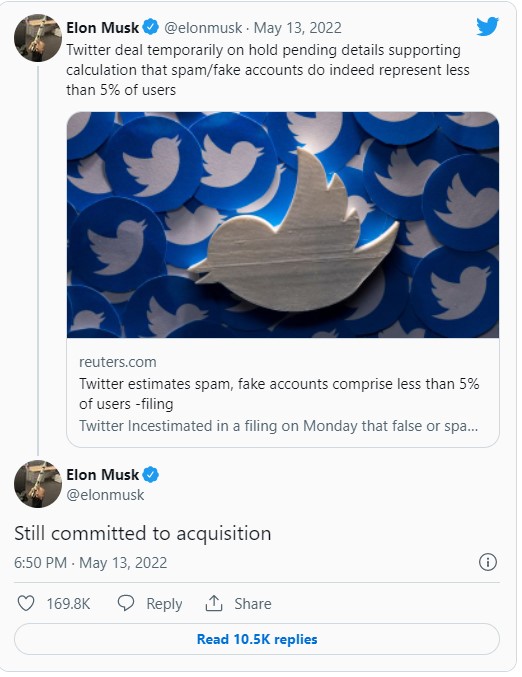 Nóng: Elon Musk lật kèo, muốn hủy vụ mua lại Twitter? - Ảnh 1