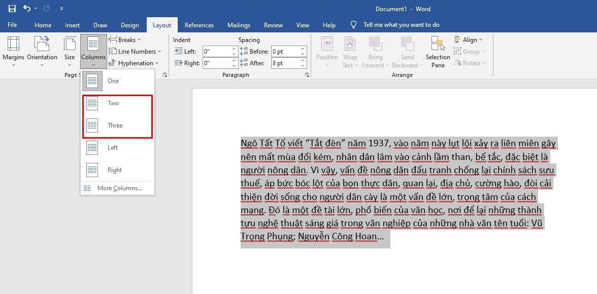 Cách chia cột trong Word cực đơn giản 3