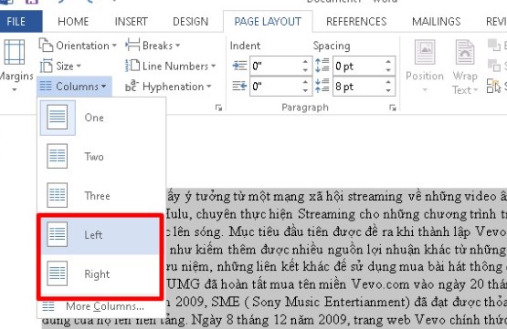 Cách chia cột trong Word cực đơn giản 5