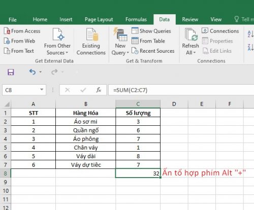 Cách tính tổng trong excel 8