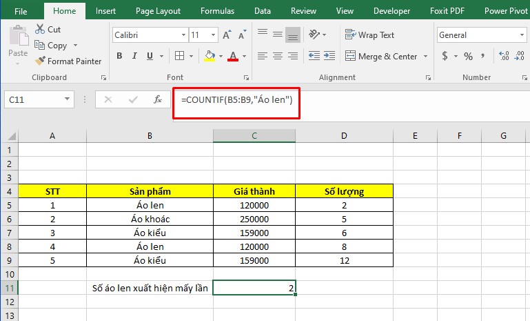 hàm countifs trong excel 1