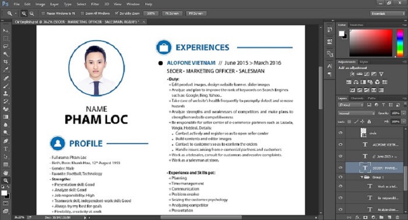 Hướng Dẫn Tạo CV Photoshop:Bí Quyết Tạo ấn Tượng và Chuyên Nghiệp - Ảnh 2